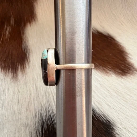 ❤️ Black Jack Turquoise Rare Sky Blue Black Matrix Sterling Ring Sz8 Unisex Ring - Picture 8 of 15